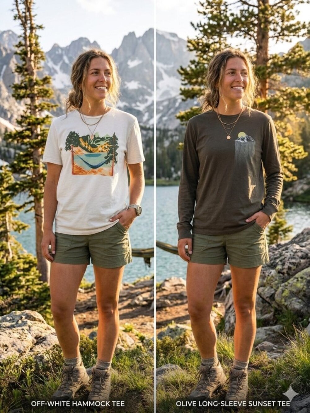 Goodfellow & Co Bundle | Camping Graphic short sleeve & long sleeve Tee Set M/L